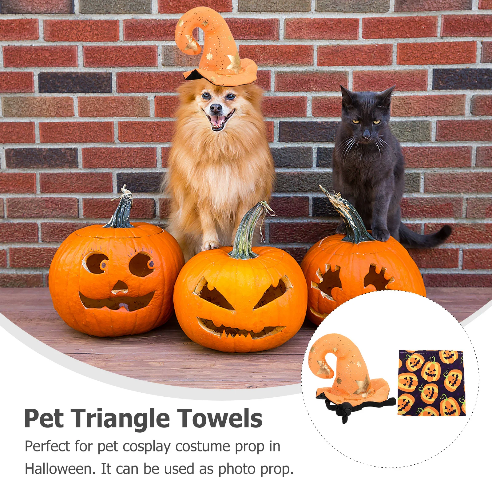 

1Set Pet Halloween Dog Bandanas Hat Set Triangle Towels Cosplay Costume Photo Party Supplies Breathable Durable