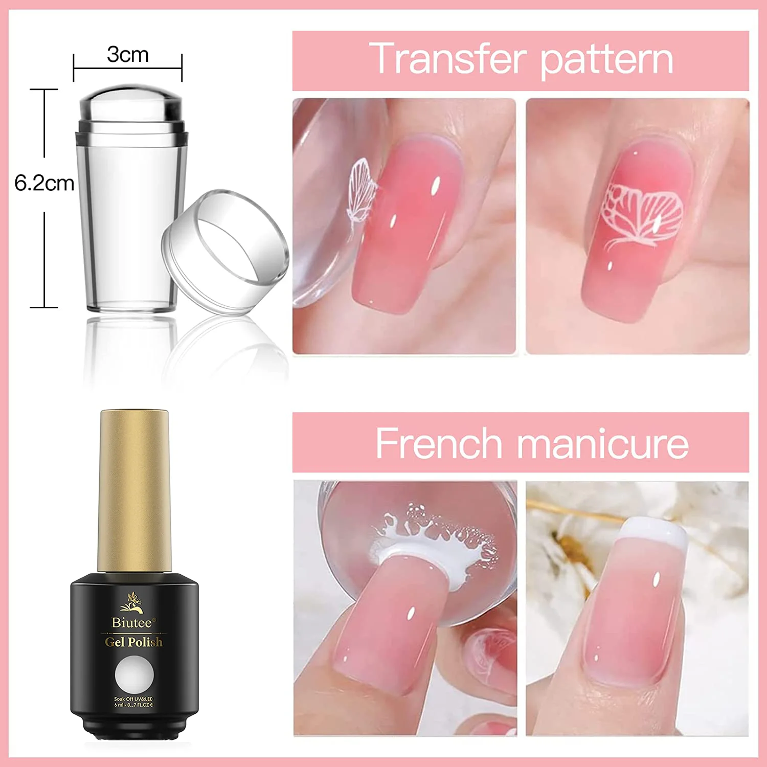 Transparent Nail Stamper With Scraper 4pcs Jelly Silicone Stamp For French Nails Manicuring Kits Nail Art Stamping Tool Set