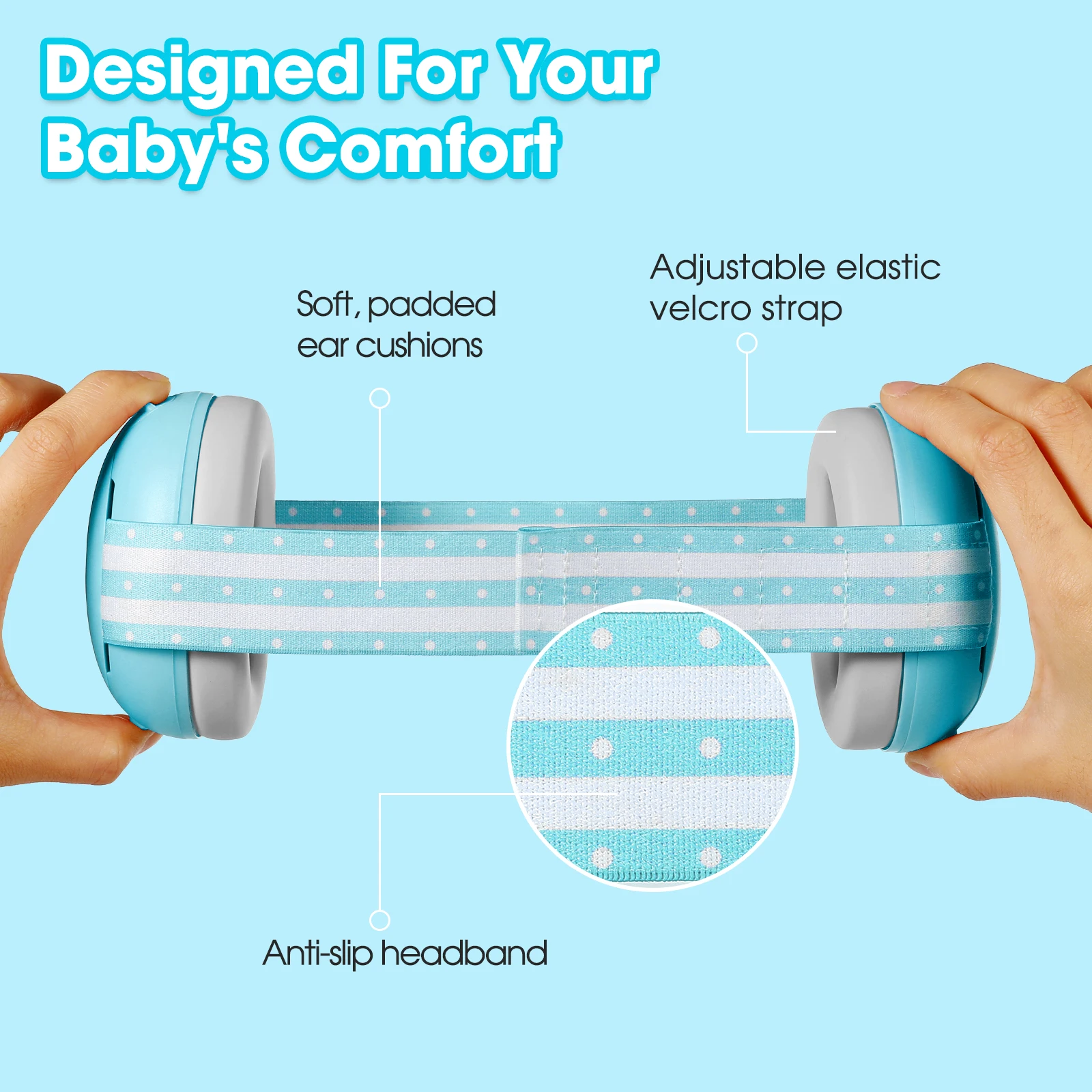 Baby Ear Protection for Babies Toddlers Elastic Noise Reduction Earmuffs Baby Headphones Against Hearing Damage Improves Sleep image 5