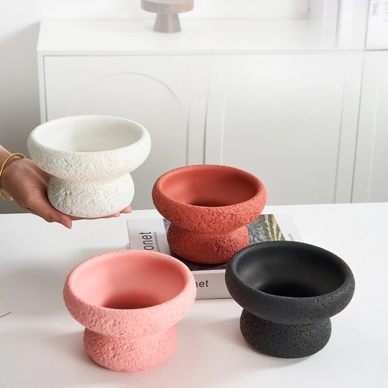 1PCS Nordic cement flowerpot simple personality creative imitation volcanic stone indoor succulent potted green plant flowerpot