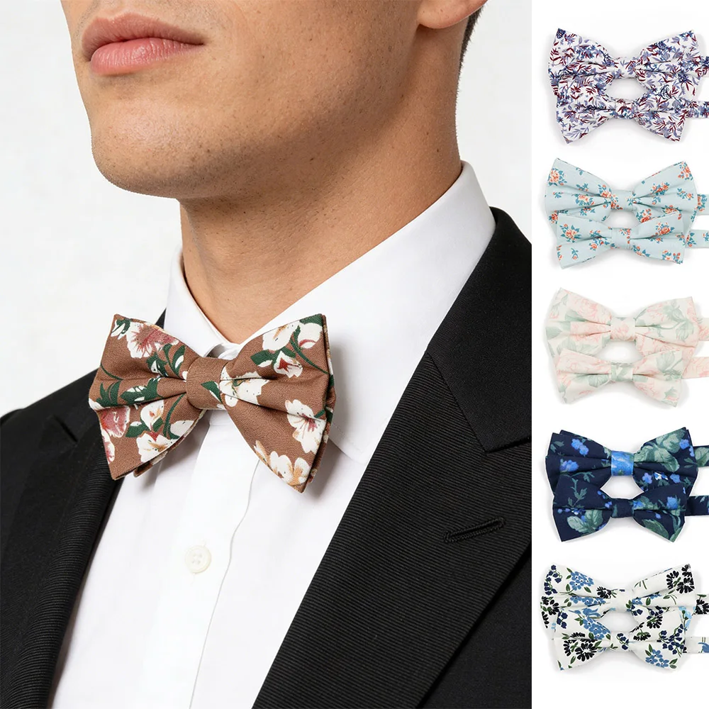 

Элегантный хлопковый галстук-бабочка с цветочным принтом, классический семейный комплект для взрослых и детей, красочные красивые аксессуары с бабочкой для свадебной вечеринки, подарки