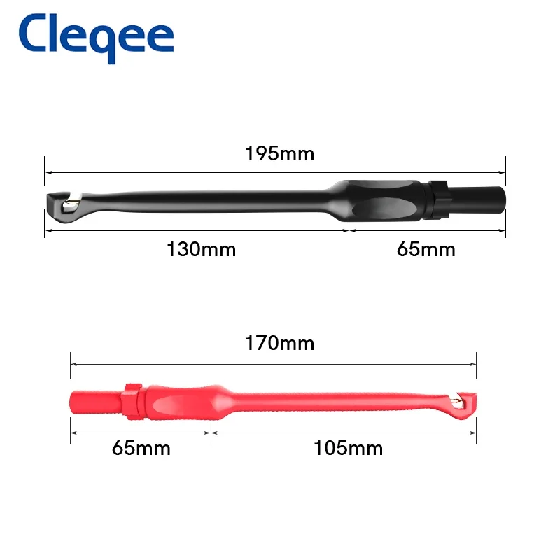 Cleqee 2PCS P30036 Automotive Puncture Probe Wire Piercing Clip Test Hook Gold Copper Needle with 4mm Banana Socket 1000V/32A