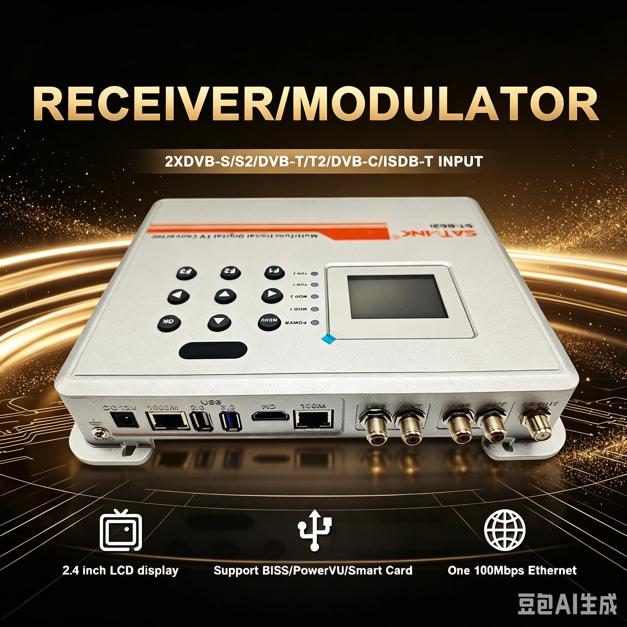 Tuner DVB-S2 DVB-T T2 DVB-C ISDBT to IP UDP HTTP RTSP 2-Channel Digital Gateway Stream Receiver Modulator