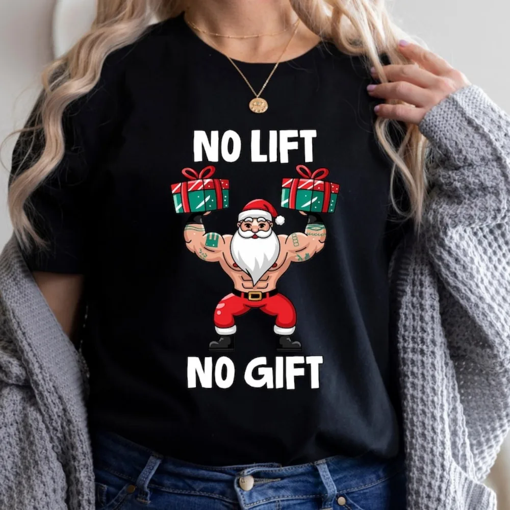 

Christmas Workout Shirt No Lift No Gift Shirt Funny Holiday Santa Workout Tees Fitness Shirt Gift for Gym Lover Lift Heavy Tees