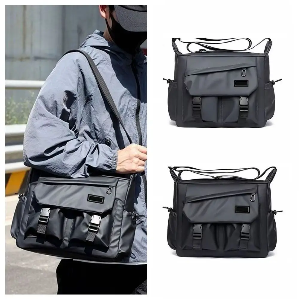 Large Capacity Men Crossbody Bag Japanese Style Harajuku Casual Messenger Bag Lightweight Square Nylon Postman Bag Outdoor