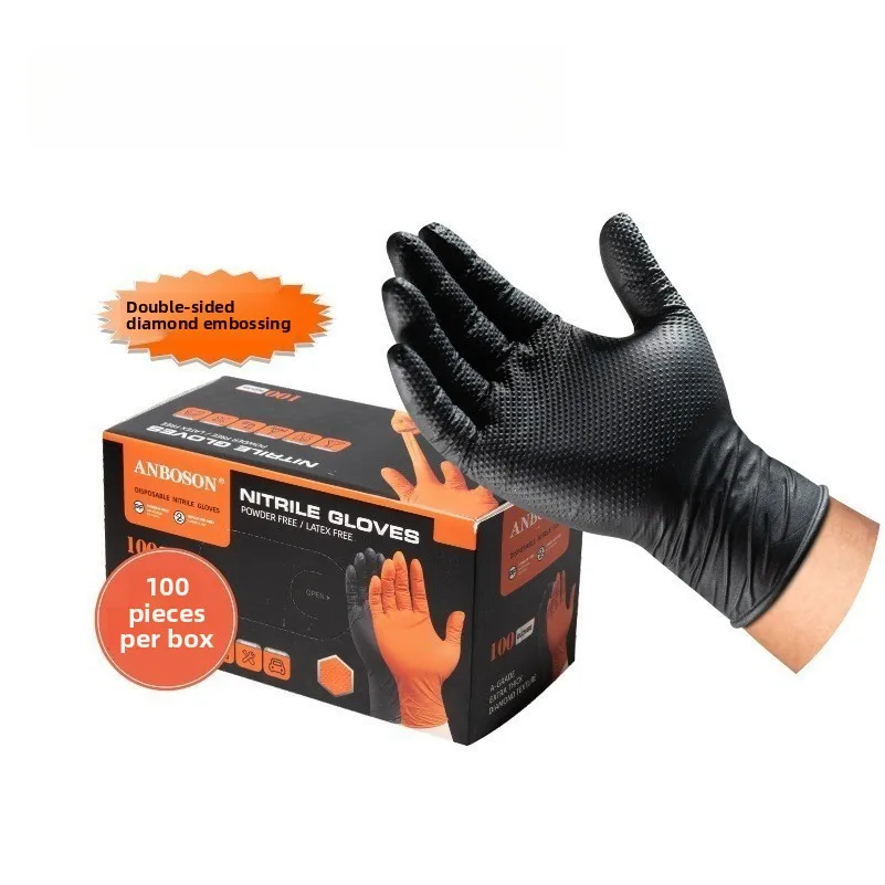 

100PCS/10mil Extra Thick Nitrile Gloves-3D Diamond Grip, Food Grade Touchscreen Friendly,Waterproof Oilproof for Multi-Scene Use