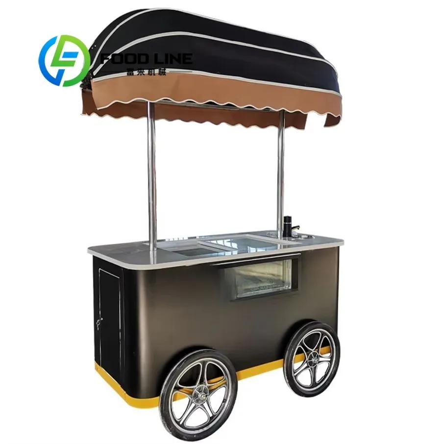 Portable Ice Cream Cart Compact Mobile Snack Trolley Stylish Structure For Outdoor Gathering Carnival And Leisure Venue Sales