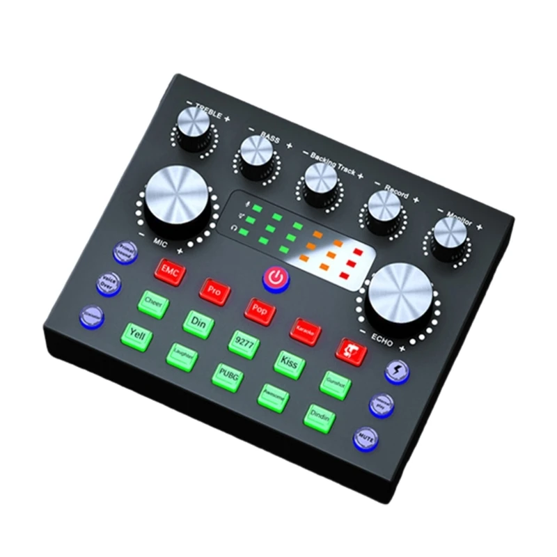 Podcast Microphone Sound Card Mixer Sound Board with Voice Changer Podcast Equipment Condenser Microphone for Phone/PC