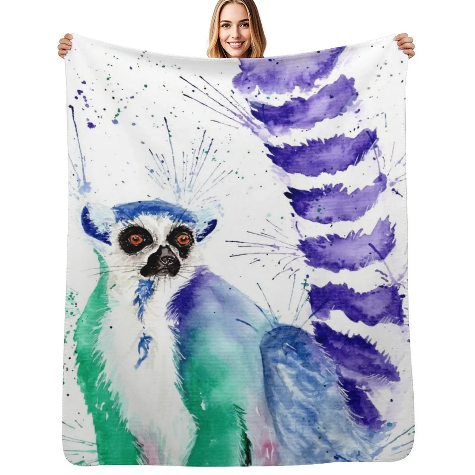 

Cute quirky colourful sassy ring tailed Lemur Throw Blanket Flannel Luxury Thicken Thin christmas gifts Blankets