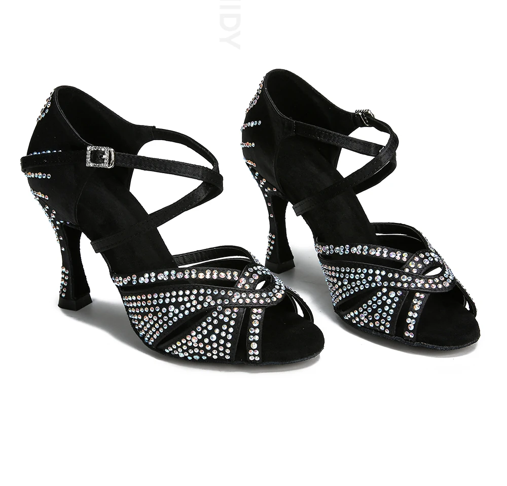 CINMIDY Strass-Latein-Tanzschuhe, Ballsaal-Tanzschuhe, Tango-Chacha-Salsa-Tanzschuhe, Partyschuhe, Weichsohlen-Hochzeitsschuhe – Detail 20