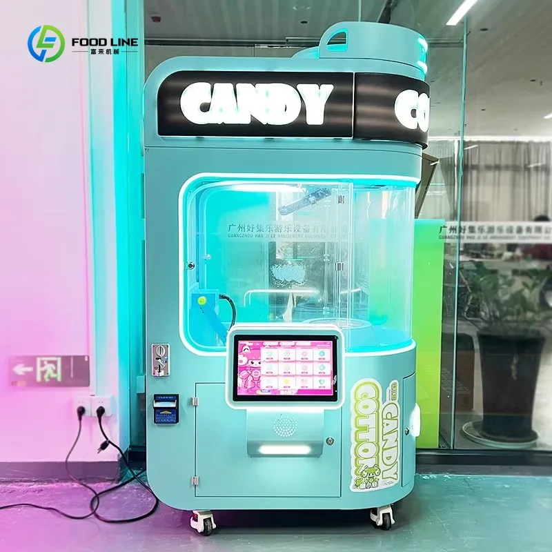 Customized Commercial Automatic Cotton Candy Vending Machine Reliable Amusement Parks Entertainment Centers Shopping Malls