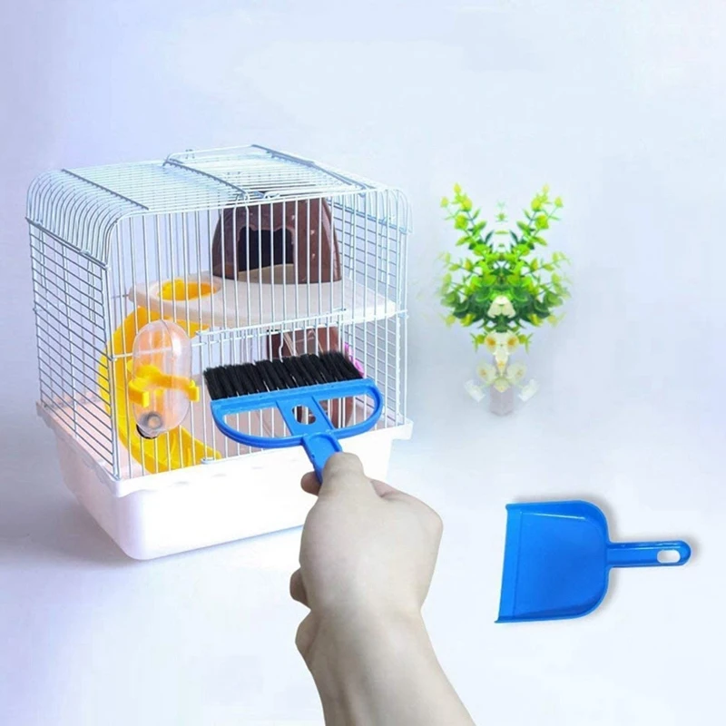 Mini Poêle à Poussière et Brosse pour Jouets de Cochon d'Inde, Nettoyeur de Hamster, Fournitures Kasgehog, Petit Balai, 2 Pièces