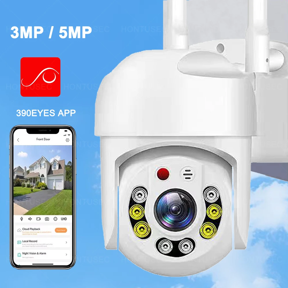 

390EYES 5G 2.4G Wifi PTZ Camera Outdoor IP66 Auto Tracking AI Detection Two Way Audio Color Night Vision Security Camera System