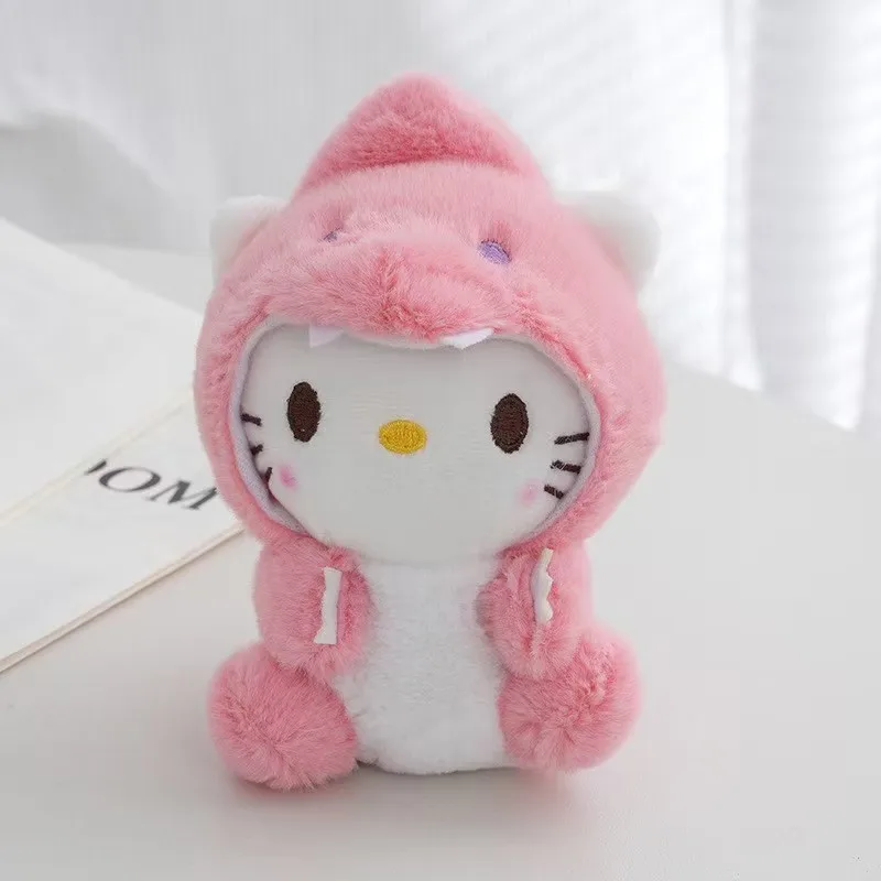 Sanrio Dinosaur Series Plush Keychain Cinnamoroll Bag Accessories Kuromi Stuff Pendant Hello Kitty Plushie for Birthday Gift