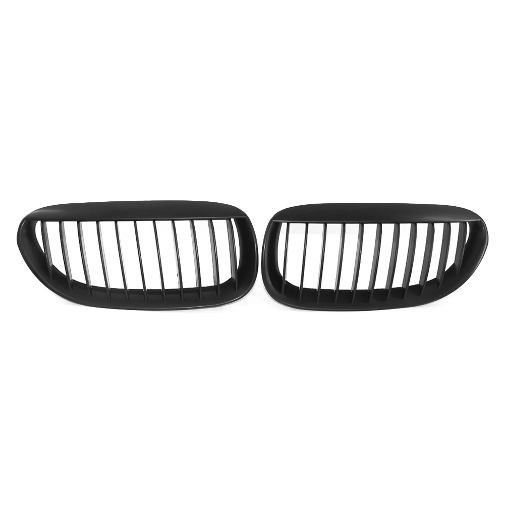 1 Pair Car Front Kidney Bumper Grille For BMW E63 E64 6 Series 650i M6 2004 2005 2006 2007 2008 2009 2010 Matt Black ABS Plastic