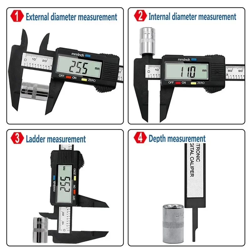 Imagem -05 - Electronic Vernier Caliper Tools Régua Digital Carpintaria para Carpintaria Hand Vernier Tool 150 mm 0.1 mm 100 mm