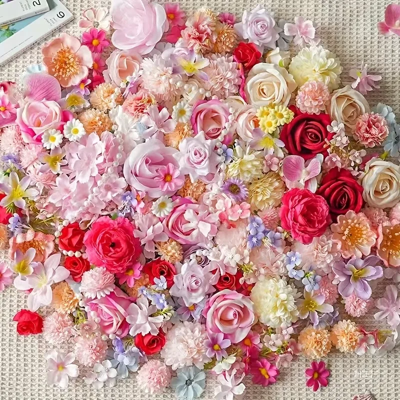 20 piezas de cabezas de flores de tela hechas a mano para manualidades DIY, para bodas, fiestas, decoración del hogar y el día de San Valentín, para proyectos creativos
