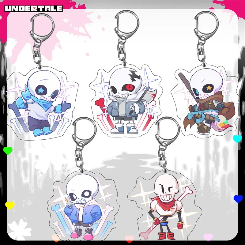 

Frisk Sans Acrylic New Keychain Lovely Bag Charms Creative Campus Mini Hangers Pendants Llavero Friend Kingring Souvenir Cute