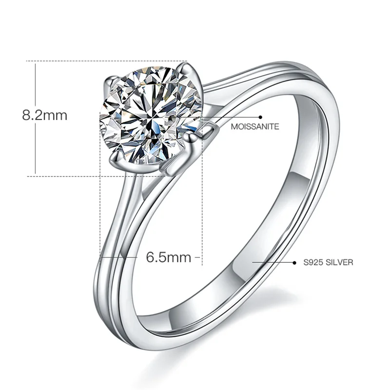 

Женское кольцо из серебра 925 пробы, с муассанитом