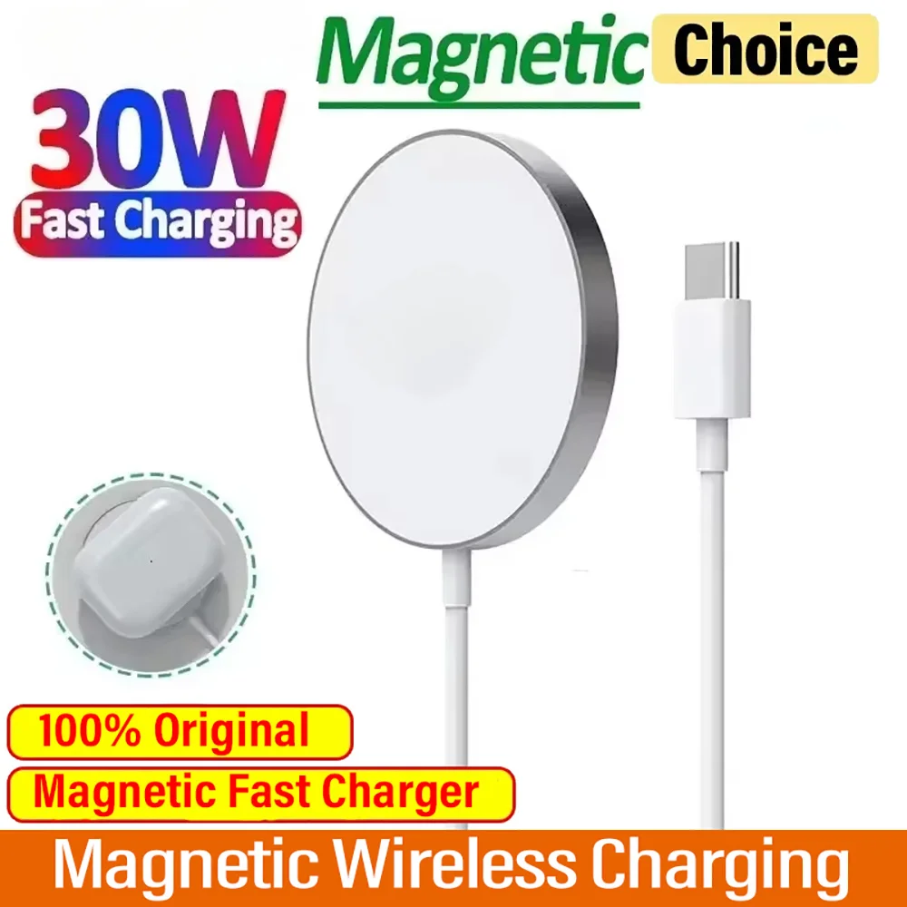 

For Magsafe Magnetic Wireless Charger For Apple iPhone 16 15 14 13 11 12 Pro Max X XS XR 8 Plus Charging Mobile Phone PD Cable