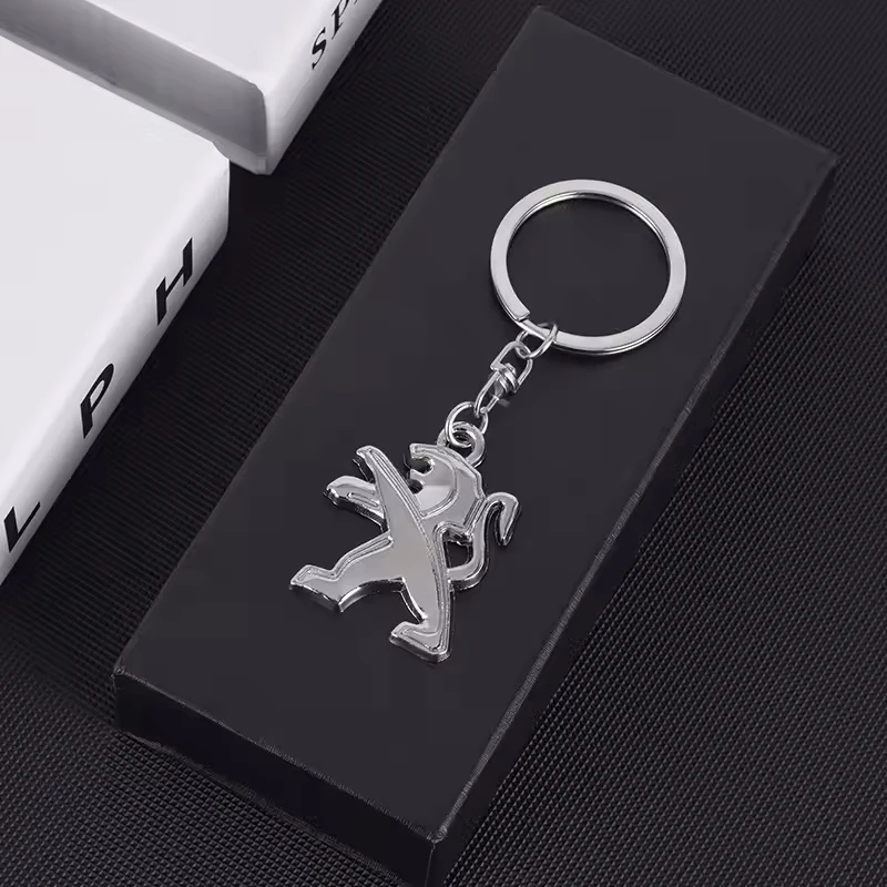 Metal Badge Car Logo Keychain Gift Keyring Key Pendant Accessories For Peugeot 208 3008 308 2008 207 107 508 607 106 406 407 307 view 3