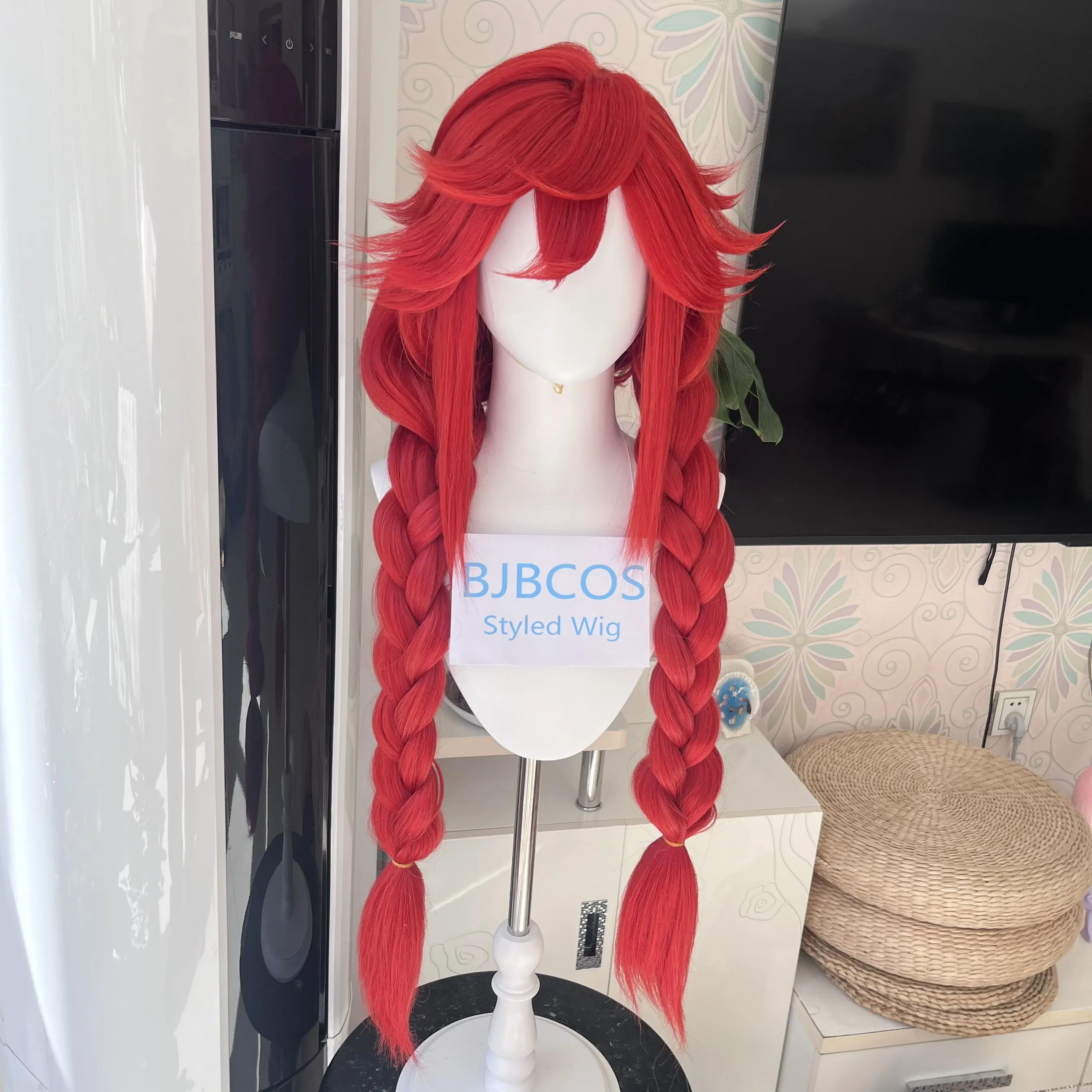 

[Styled Wig]In Stock Game Li Glaze Synthetic Hair Long 95cm Red Braids Cosplay Anime Wig Heat Resistant Hair Halloween Party