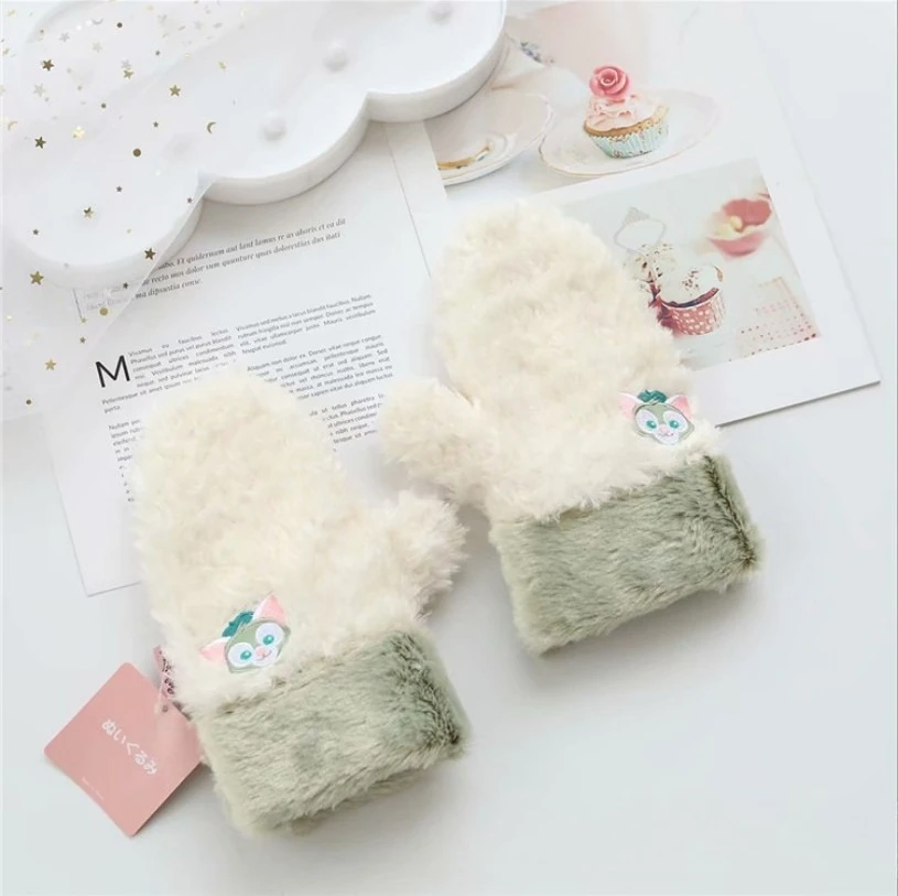 منتج ديزني الجديد دافي بير شيرلي مي شينغ ديلو أرنب قطيفة للخريف والشتاء قفازات دافئة لطيفة للفتيات