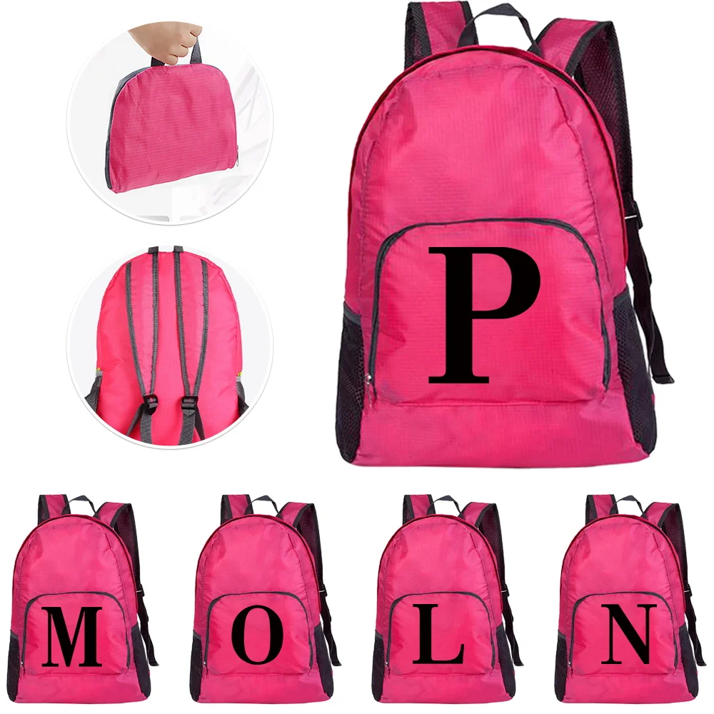 

Folding Backpacks Leisure Lightweight Design Men Women Sport Bags Black Printing Series Reusable Eco-friendly Backpack