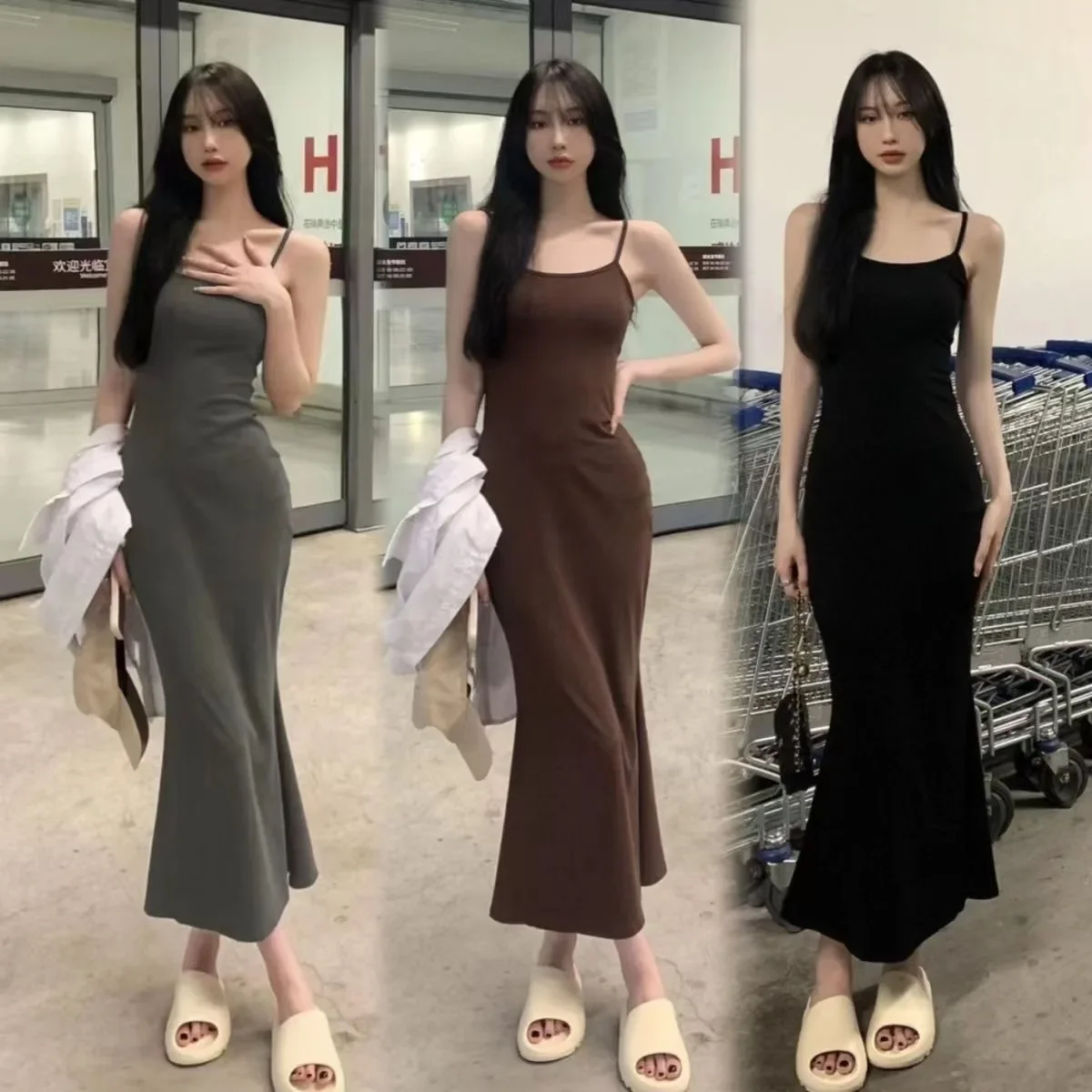 

Autumn Pure Sleeveless Dress Women Sexy Sheath Hotsweet Korean Style Fashion All-match Vestido Feminino New Arrival Popular Chic