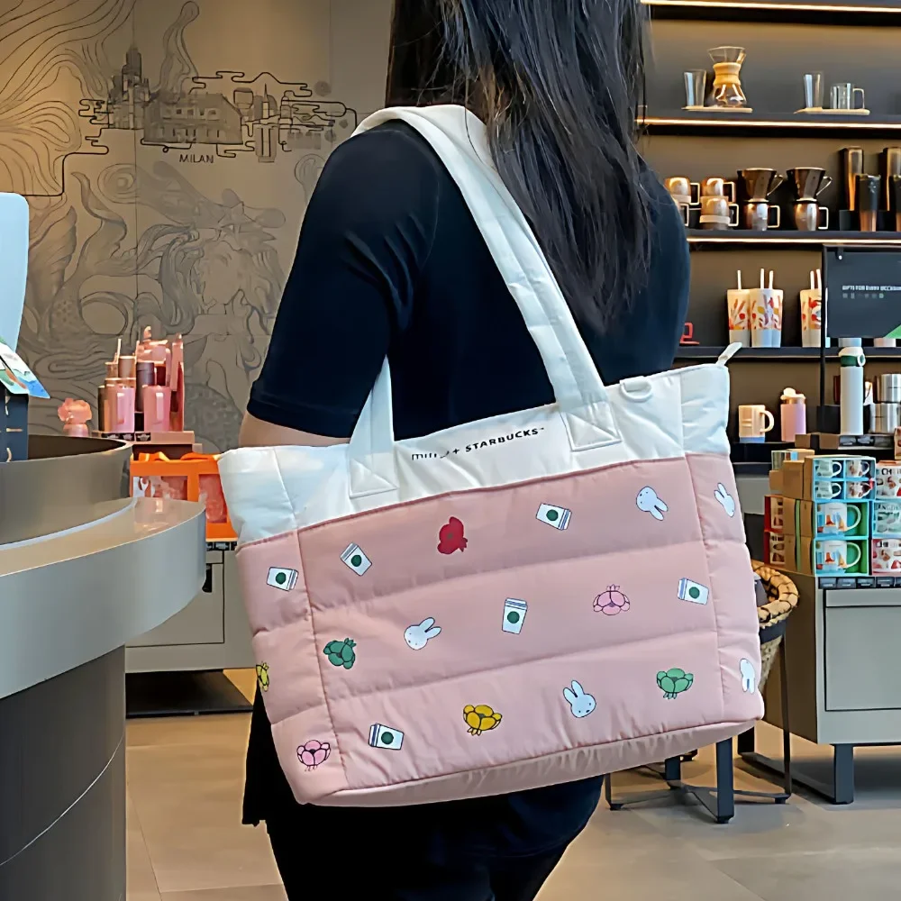 Bolsa Tote Kawaii Miffy de Grande Capacidade, Bolsa Casual Diária, Bolsa Multifuncional de Armazenamento, Presente para Meninas