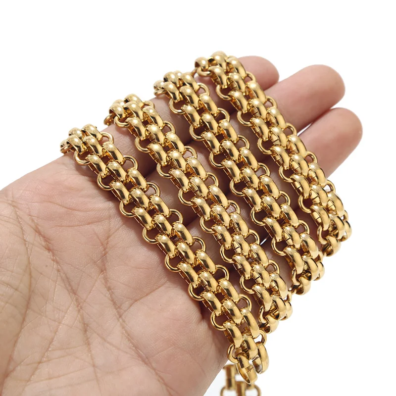 

1M 316L Stainless Steel Gold Plated 13mm Width Heavy Handmade Link Chains For Women DIY Circle Chain Necklace Jewelry Findings