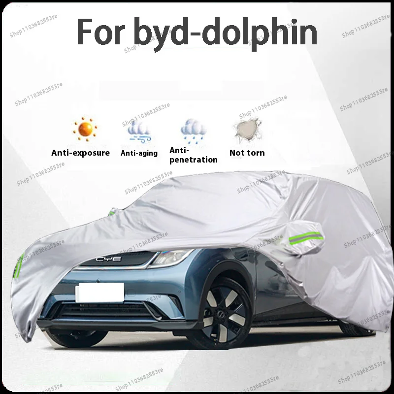 

For BYD Dolphin Fit Car Cover Waterproof Dustproof Sunshade (UV) Snowproof Silve Full Cover with All-Day Protection