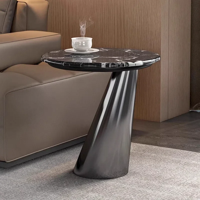 Italian light luxury marble corner sofa chair, living room balcony, rock slab edge, high-end sense