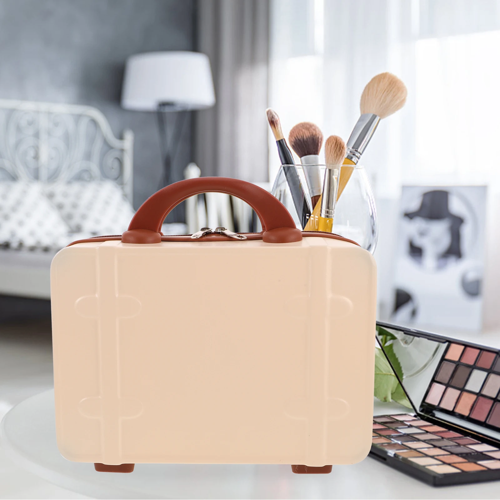 Ретро 14-дюймовый косметичка, винтажная мини-пластиковая сумка для женщин, органайзер для путешествий, парикмахер, портативное хранилище для багажа
