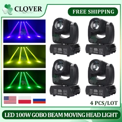 No Tax 4Pcs LED 100W Gobo Beam Moving Head 18 Prism LED Spot Light Stage Effect Lighting DJ Disco Stage Moving Head Lights Stage