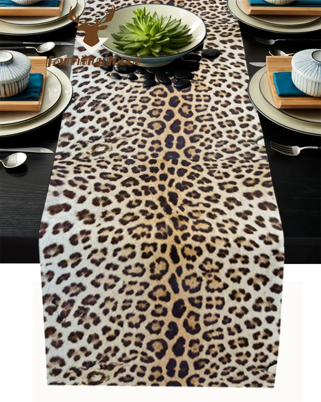 

Leopard Texture Dense Table Runner Party Wedding Decor Tablecloth Home Kitchen Table Dust Cover Placemat Cafe Dining Pads