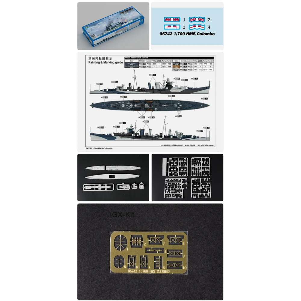 

Trumpeter 06742 1/700 Scale HMS Colombo Carlisle Class Light Cruiser Ship Hobby Assembly Plastic Model Building Kit