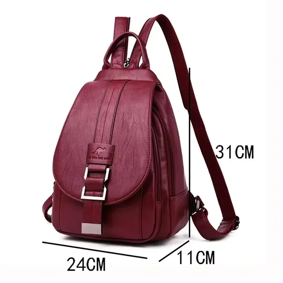 New Women Leather Backpacks Female Vintage Backpack For Teenage Girls School Chest Bag Travel Bagpack Ladies Sac A Dos Back Pack