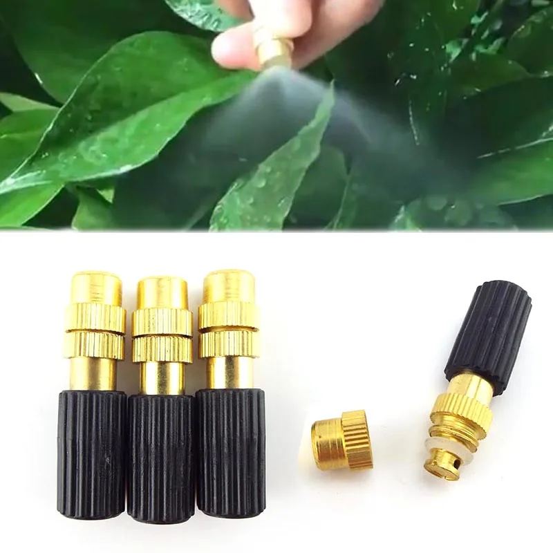 

5x Gardening plant Misting cooling system Brass mist fog copper Nozzle Spray Sprinkler Watering Garden planter Tools supplies