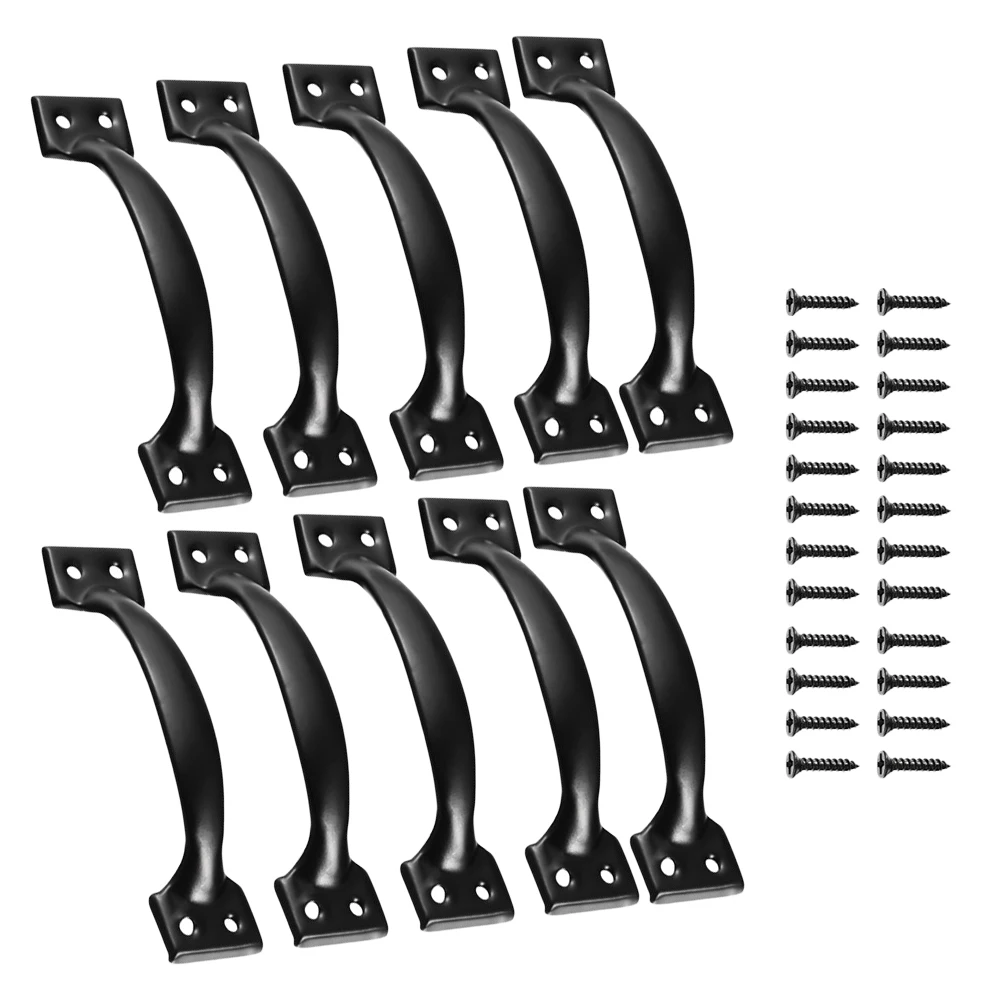 

10 Pcs Black Door Handle Drawers Dresser Hardware Frosted Iron Vintage Metal Cabinet Knobs For Wardrobe Closet Door Cupboard