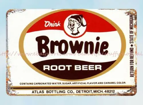 plaque metal wall art Brownie Root Beer Micro Brews Kegs Kitchen metal tin sign