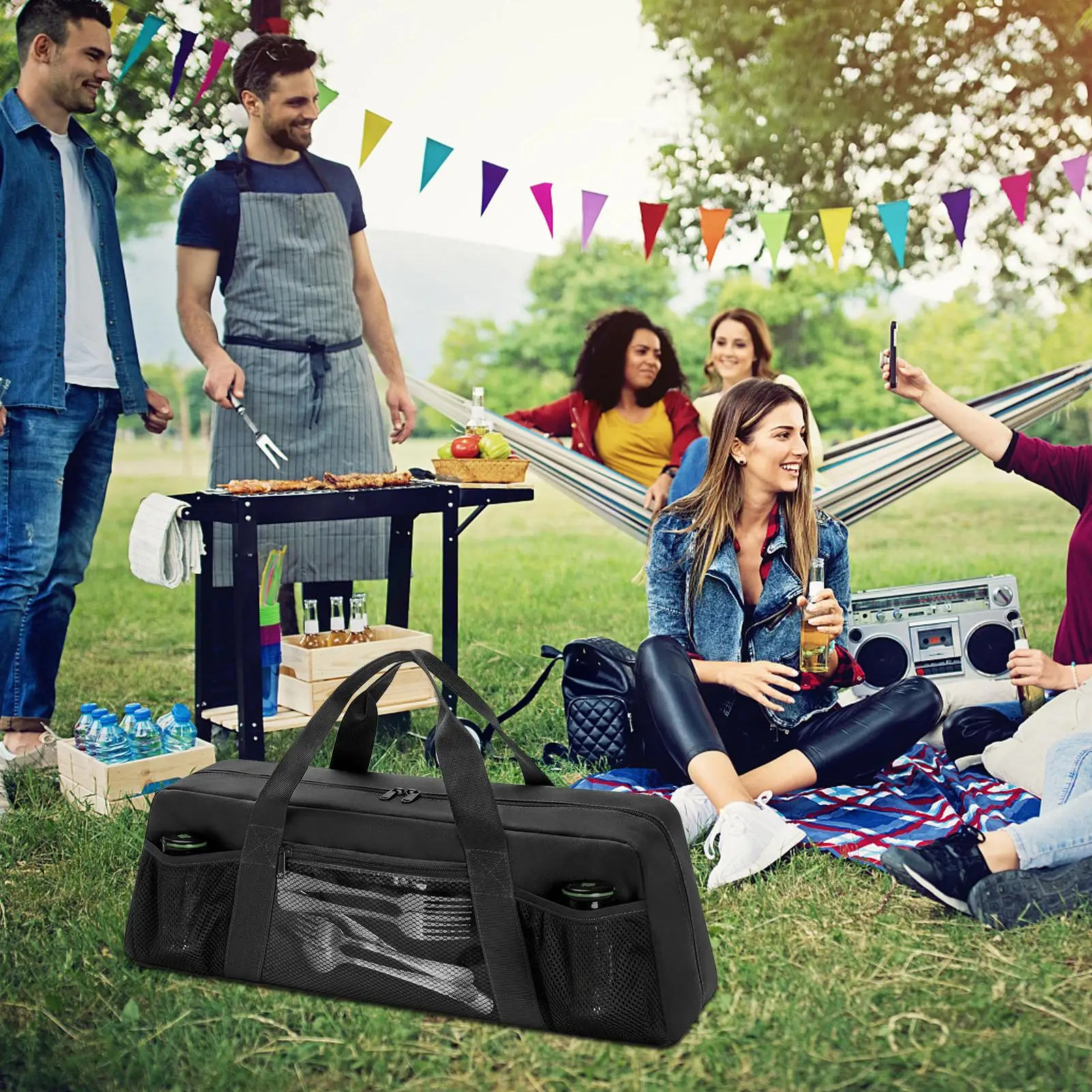 

Grill Tool Storage 22 X 6.5 X 7.2 Inches BBQ Accessories Storage Large Organizer Case With Ergonomic Handles For Outside Picnic