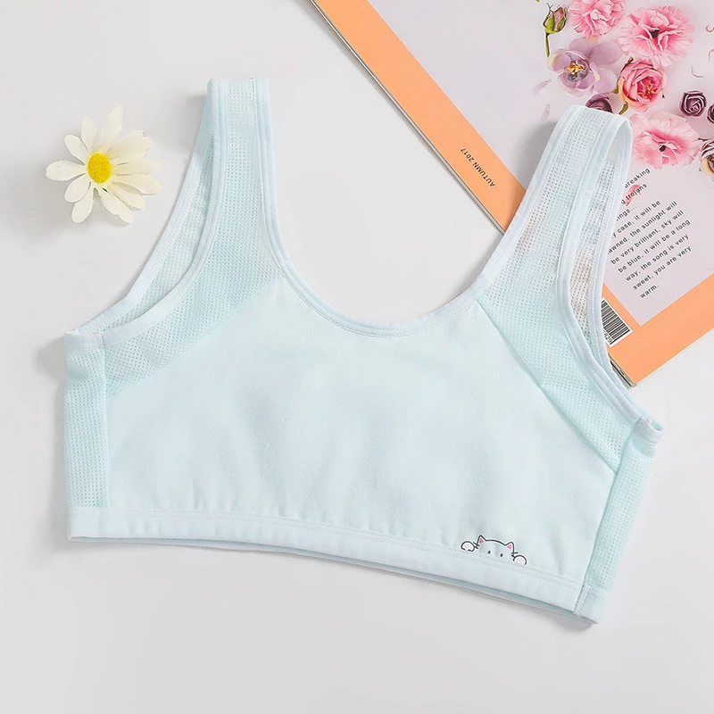 

New Cotton Girl Bra For Student Safe Teen Crop Top Underwear Vest Breathable Puberty Sports Training Bras Tube Top 7-14Y 10 9