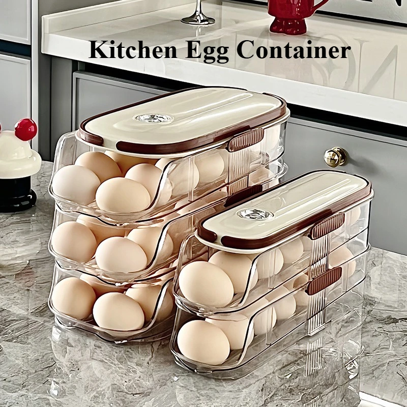 Special storage box for kitchen eggs, refrigerator with side door to put egg box, automatic rolling type
