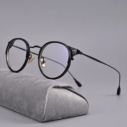 Myopia Glasses Male Women Vintage Round Prescription Eyeglasses Frame Anti Blue Light Glasses Men -125 150 175 200 225 250 275