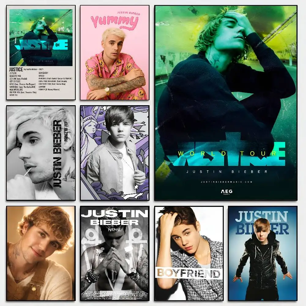 Sänger J-Justin B-Bieber Poster Selbstklebende Kunst Raumdekoration Restaurant Wanddekoration Kunstgemälde