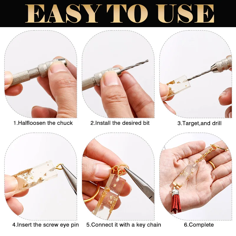 Jewelry Making Supplies Kit with Keychain Kit,Jewelry Pliers,Mini Hand Resin Drill Pin and Jewelry Findings for Jewelry Repair