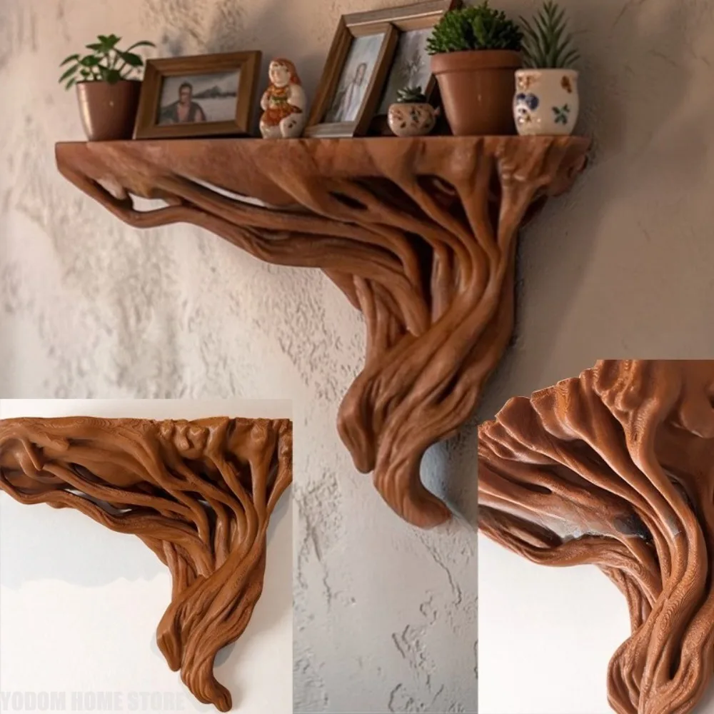 Tree Root Shaped Wall Rack Bohemian Rustic Corner Display Wall Mount Storage Shelves Home Decoration