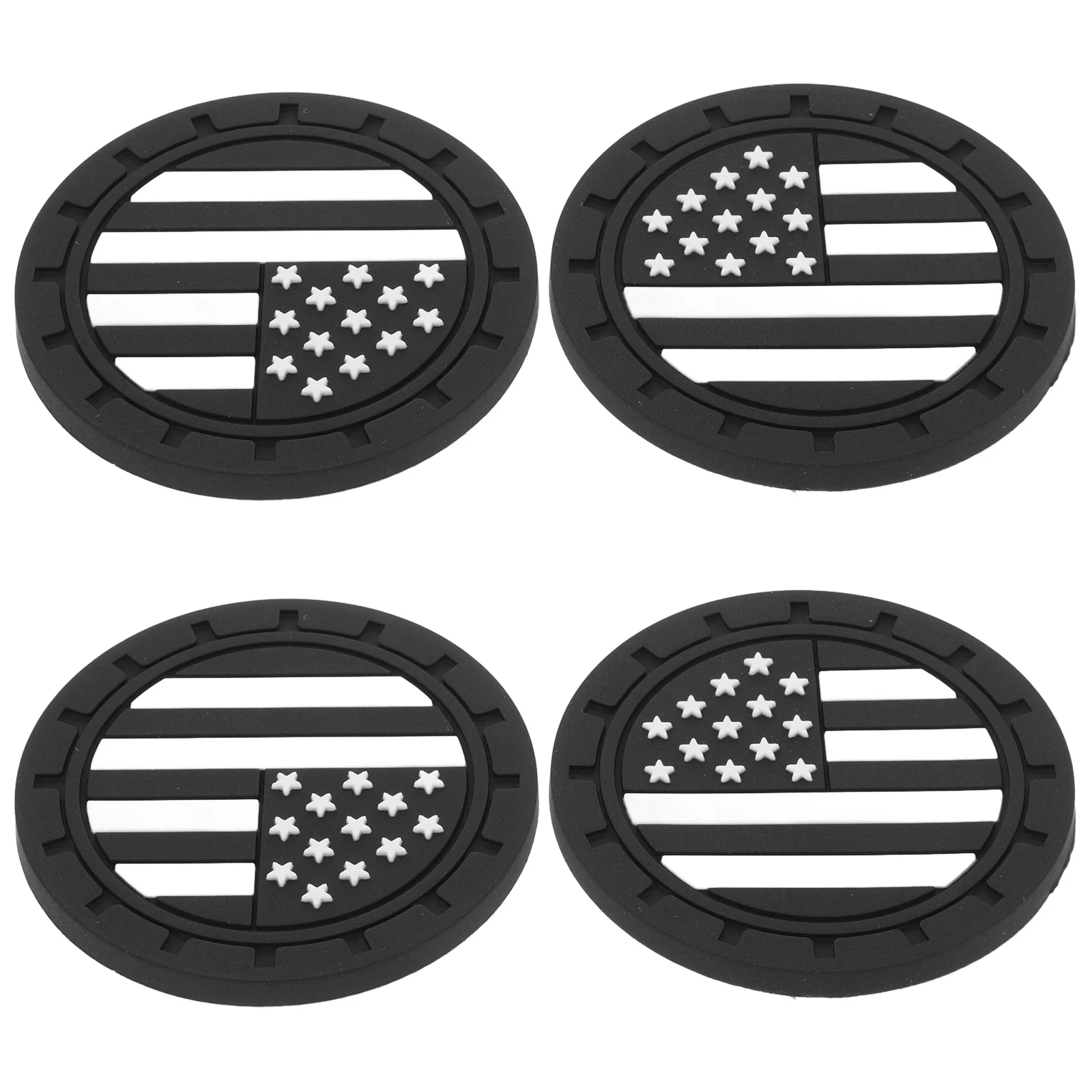 

4pcs Car Coasters American Flag Design Anti-Slip Cup Holder Inserts For Cars Trucks Universal Vehicle Interior Accessory Drink