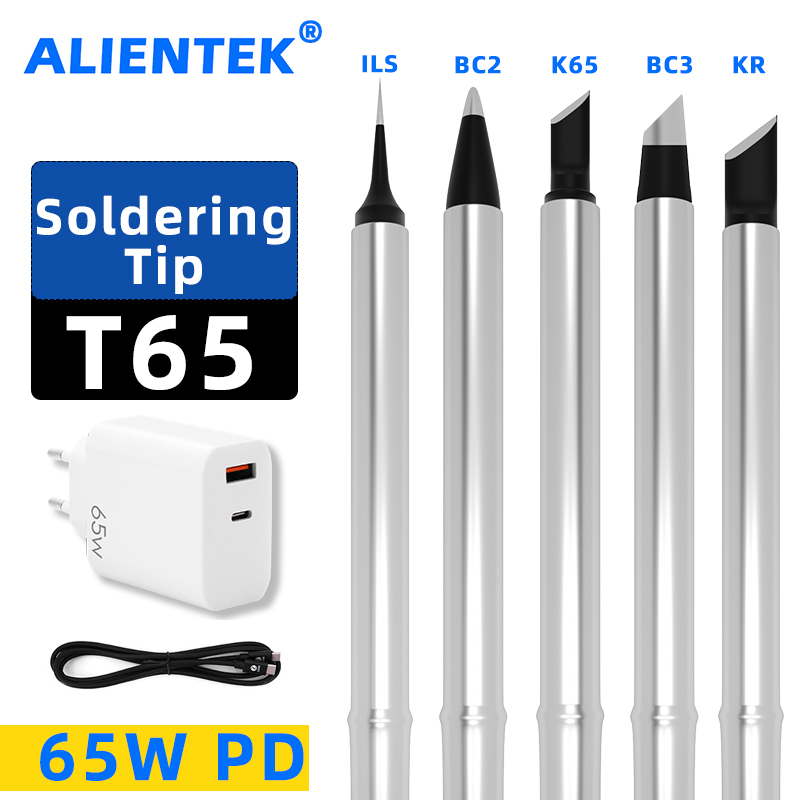  T65 Soldering Iron Tip T65-BC2 BC3 ILS KR K65 Tip Soldering Internal Heating Type Lead Free Soldering Station Kit 